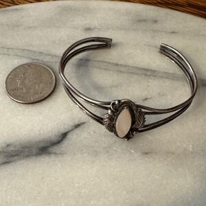 Handcrafted Silver Cuff Bracelet with Mother of Pearl Stone